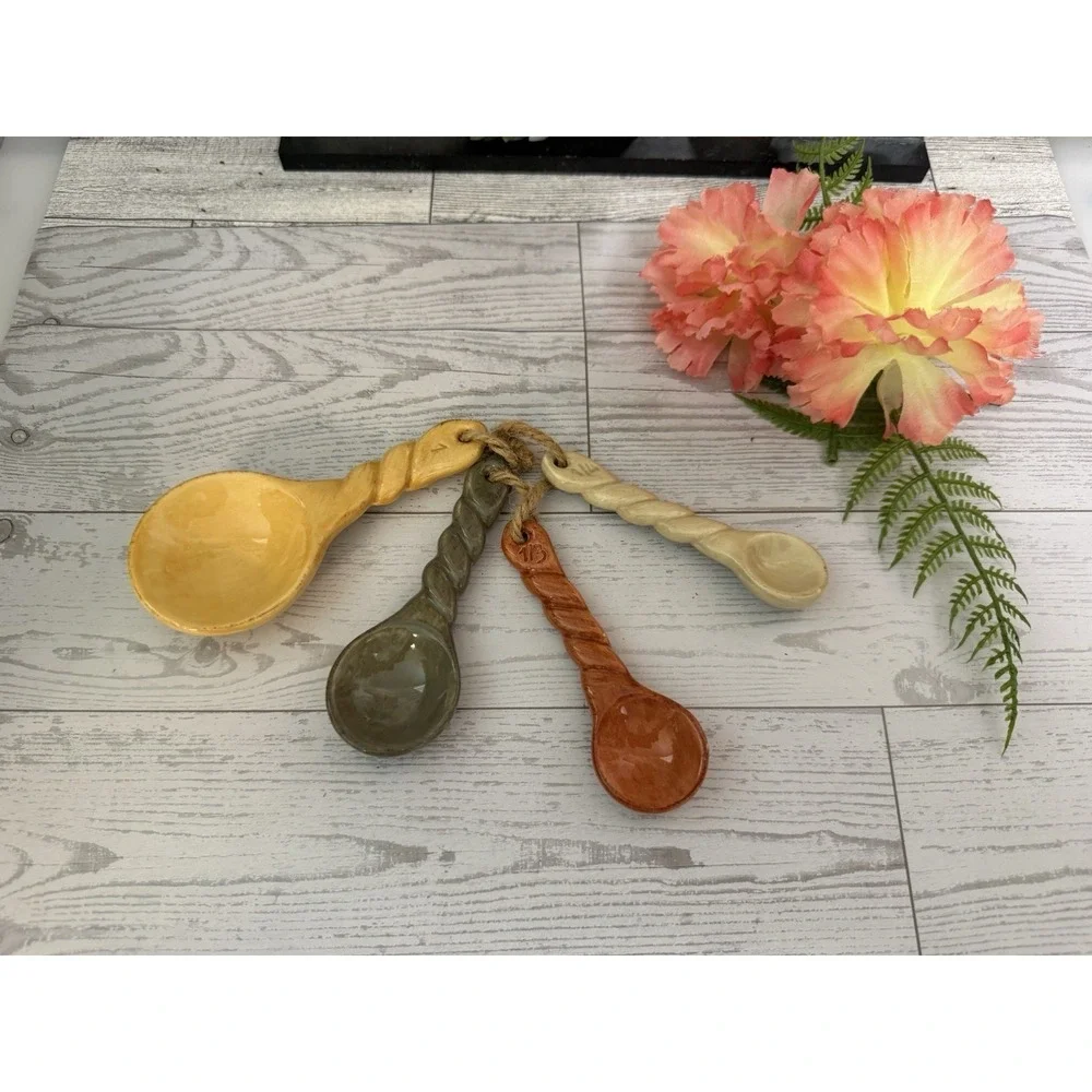 Vintage Artimino Tuscan Countryside Ironstone Stoneware Set Measuring Spoons EUC